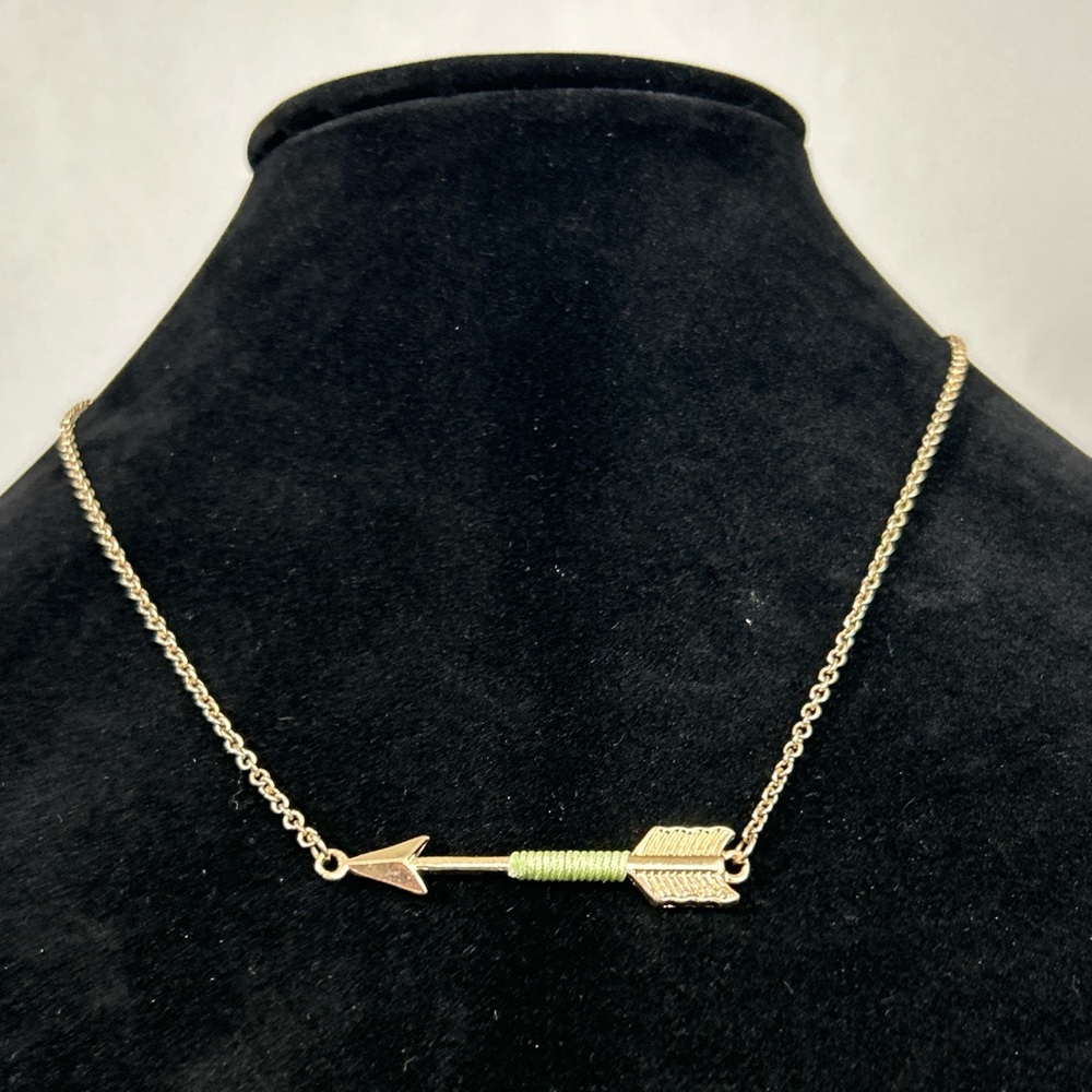 Gold and Green Arrow Necklace